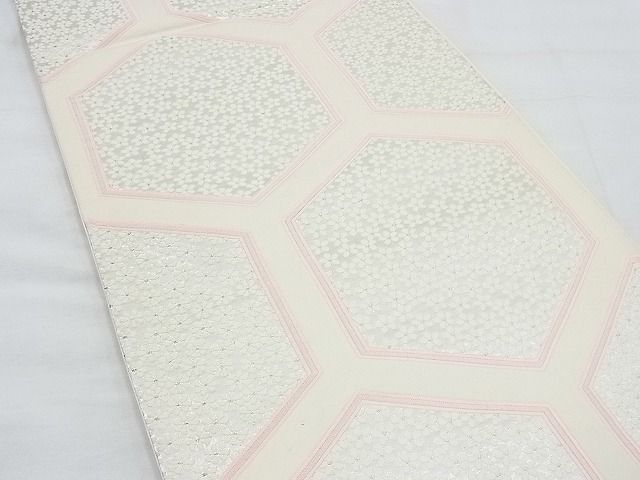 平和屋着物◎西陣 六通柄袋帯 唐織 亀甲花尽くし 銀糸 逸品 BAAE7438vj