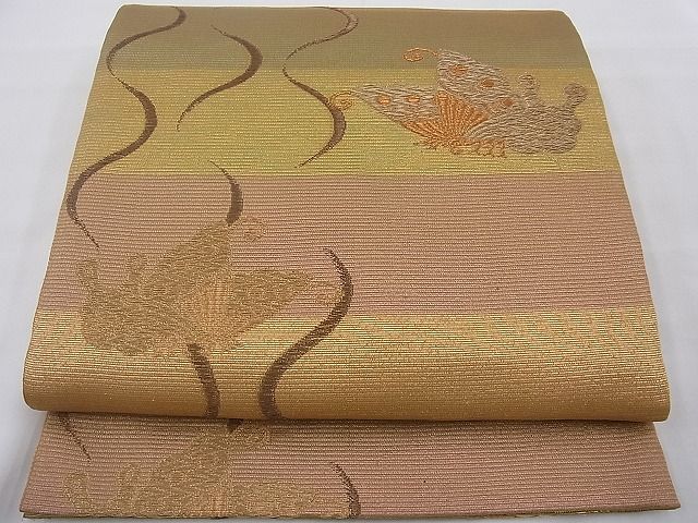 平和屋着物◎佐賀錦 六通柄袋帯 陽光 舞蝶文 金糸 逸品
