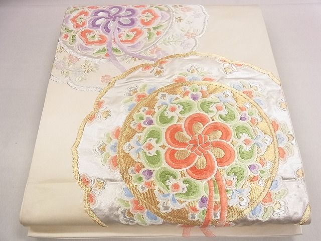 平和屋着物◎六通柄袋帯 唐織 鏡裏花文 金銀糸 逸品 CAAD0695eg