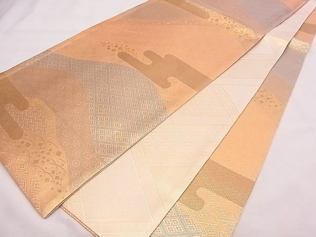 平和屋着物◎佐賀錦 六通柄袋帯 ヱ霞重山吉祥文 金糸 逸品 BAAD2257ns