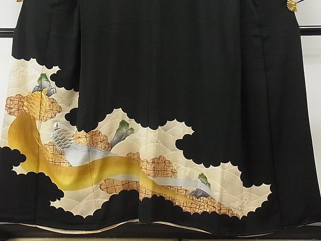 平和屋着物■豪華黒留袖 蓑亀 金銀糸 逸品 CAAD3558yc