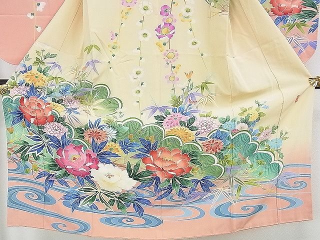 平和屋本店■極上 七五三 女の子 7歳 祝着 友禅 作家物 吉祥花文 逸品 DZAA0632kh5