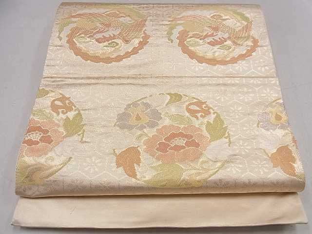 平和屋着物◎六通柄袋帯 鳳凰花丸文 金糸 逸品 DAAC0422ma