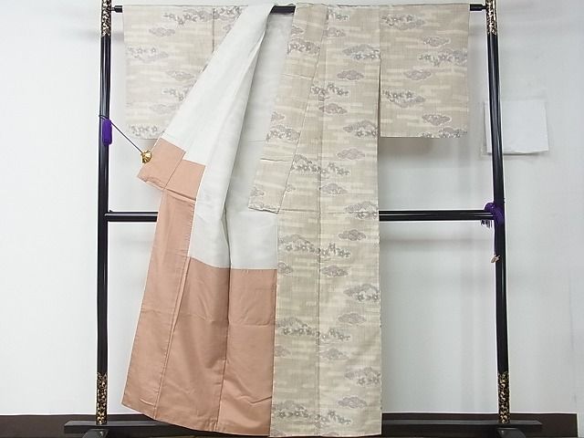 平和屋着物■上質な紬 雲取り花文 逸品 CAAD0406fb