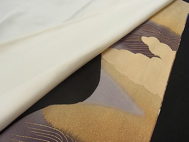 平和屋着物■豪華黒留袖 作家物 駒刺繍 雲取り渡り橋吉祥文 暈し染め 金彩 逸品 CAAD5746yc