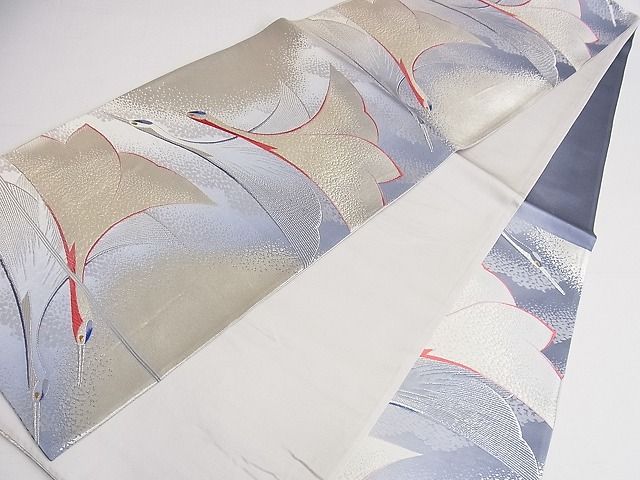 平和屋着物◎六通柄袋帯 飛鶴文 金銀糸 正絹 逸品 AAAF6710Asg