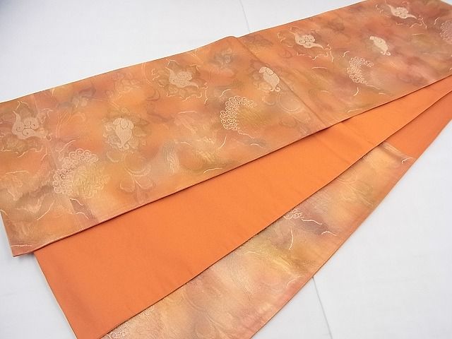 平和屋着物◎六通柄袋帯 瑞雲 唐獅子牡丹 金糸 逸品 BAAE3888fk