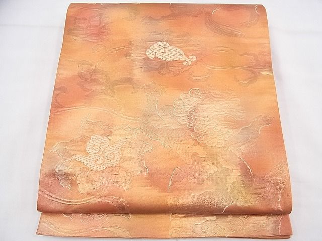 平和屋着物◎六通柄袋帯 瑞雲 唐獅子牡丹 金糸 逸品 BAAE3888fk
