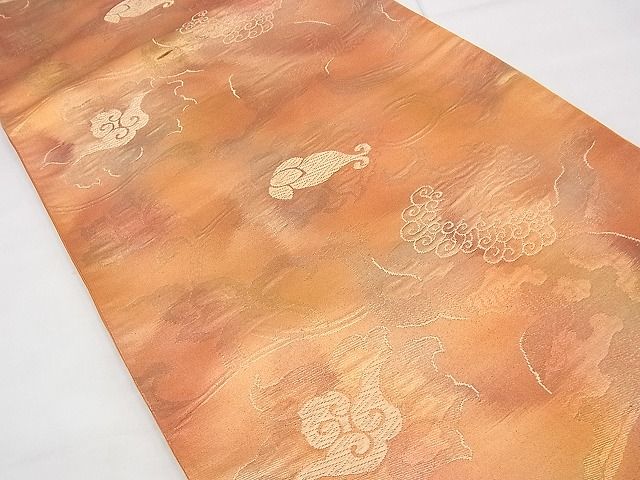 平和屋着物◎六通柄袋帯 瑞雲 唐獅子牡丹 金糸 逸品 BAAE3888fk
