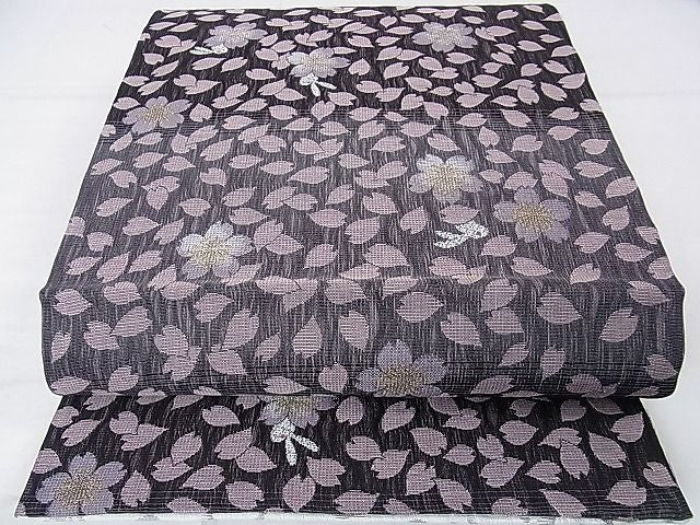 平和屋本店■極上 両面全通柄袋帯 全通三重織 スリーシーズン帯 花唐草文 桜 兎 ほていや扱い 反端付き 逸品 未使用 DZAA0680kh4