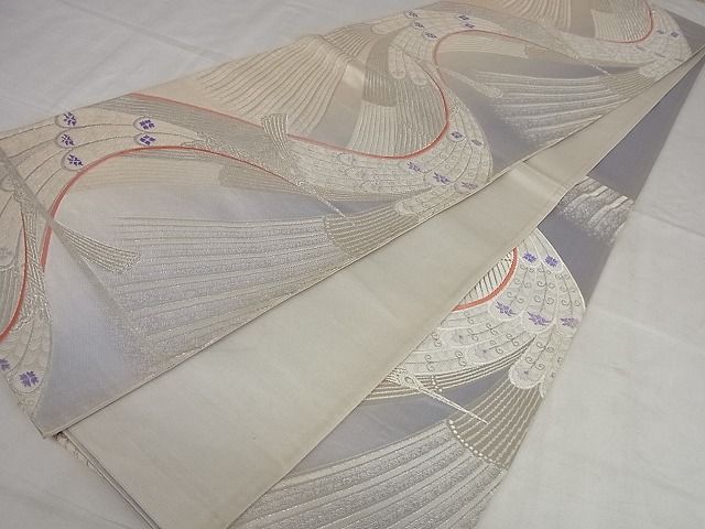 平和屋着物◎六通柄袋帯 唐織 飛鳥文 銀糸 正絹 逸品 AAAF3549Bgw