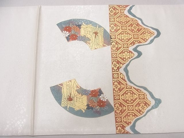 平和屋着物◎六通太鼓柄袋帯 刺繍 地上御所車花文 金彩 逸品 CAAD9190ev