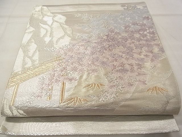 平和屋着物◎六通柄袋帯 唐織 渡り橋楓文 金銀糸 逸品 CAAD4897vf