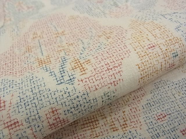 平和屋本店●希少 人間国宝 田中林次 本場結城紬 重要無形文化財 100亀甲 結織苑 草木文 保証書・反端付き 逸品 未使用 CZAA0137s4