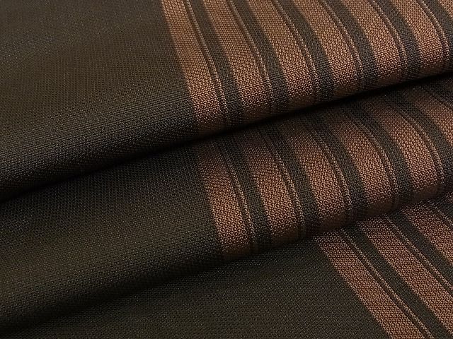 平和屋本店●極上 男性 本場黄八丈 黒八丈 紬 綾織 間道 逸品 CZAA0185s4