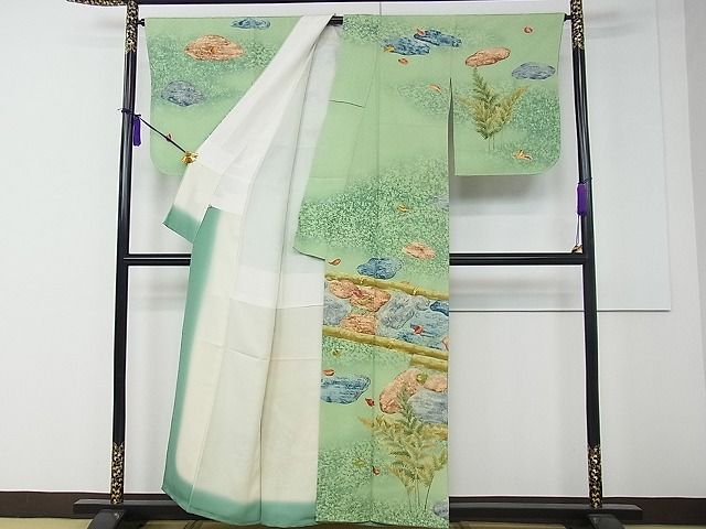 平和屋本店●極上 野口彦太郎 大彦三代目 江戸染繍友禅 訪問着 駒刺繍 石庭 暈し染め 金糸 高島屋扱い 逸品 CZAA0187s4