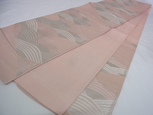 平和屋着物■夏物 六通柄袋帯 立波文 銀糸 正絹 逸品 AAAF9243Awj