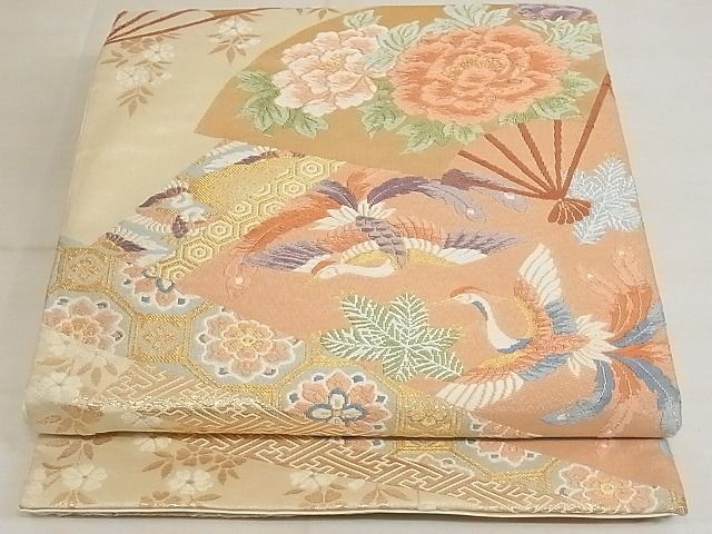 平和屋着物◎六通柄袋帯 唐織 瑞祥聚楽文 金糸 正絹 逸品 AAAF4707Bsw
