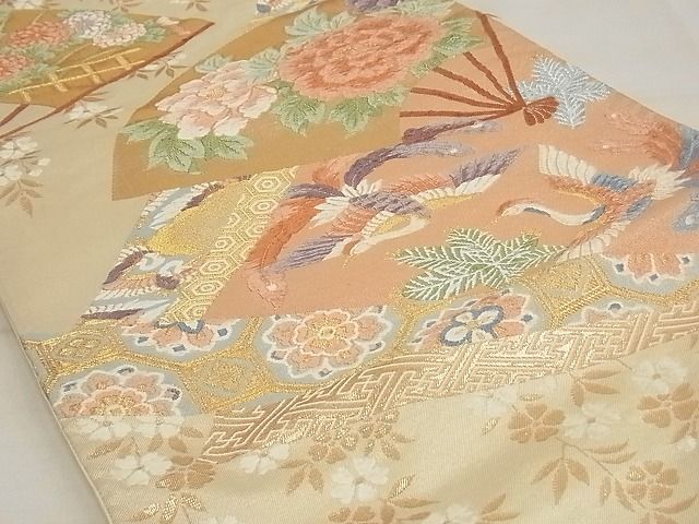 平和屋着物◎六通柄袋帯 唐織 瑞祥聚楽文 金糸 正絹 逸品 AAAF4707Bsw