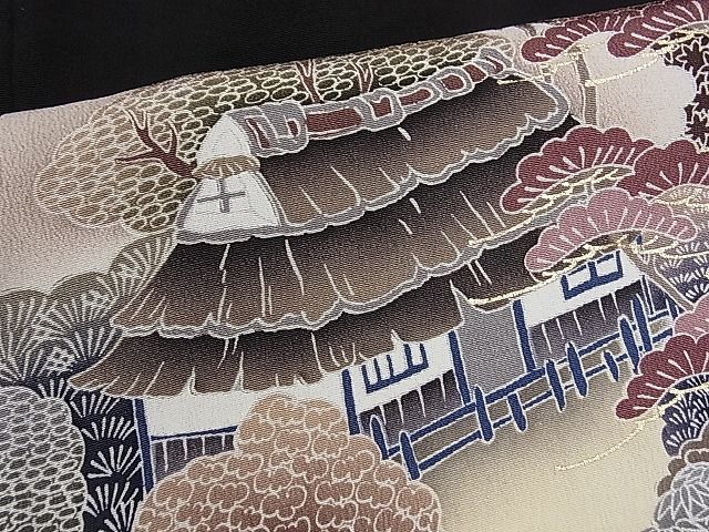 平和屋着物■豪華黒留袖 駒刺繍 御所車風景文 金彩 逸品 CAAD9491ze