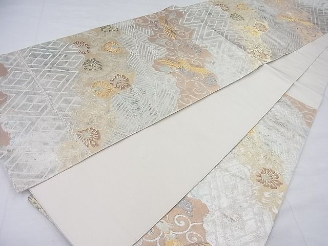 平和屋着物◎六通柄袋帯 青銅金唐織 道長花鳥唐草文 引箔 逸品 BAAE2796ea