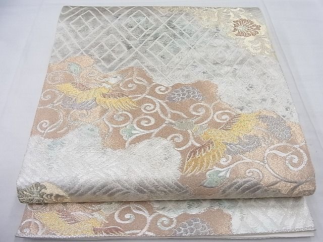 平和屋着物◎六通柄袋帯 青銅金唐織 道長花鳥唐草文 引箔 逸品 BAAE2796ea