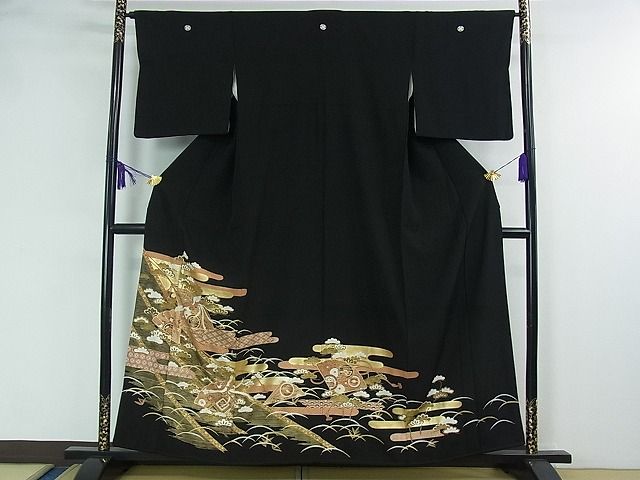 平和屋着物□豪華黒留袖 檜扇鳳凰花文 金彩 逸品 DAAB1811jm