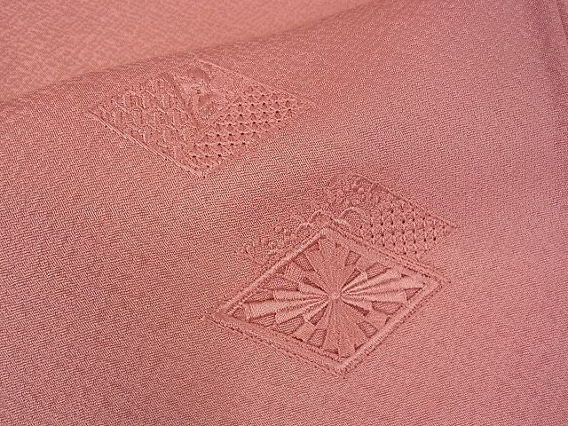 平和屋着物■中国三大刺繍 スワトウ刺繍 汕頭刺繍 総刺繍 付下げ 菱吉祥文 薄紅色 逸品 DAAB1834jm