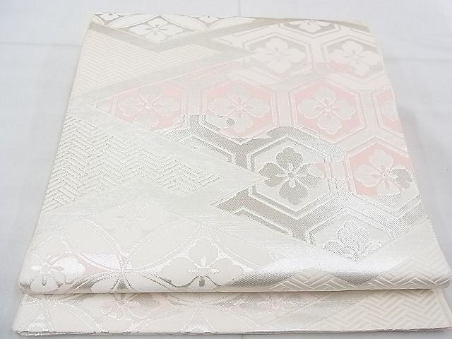 平和屋着物◎太鼓柄袋帯 松皮菱有職文 銀糸 逸品 BAAE3133jm