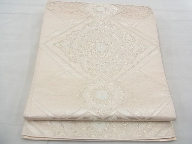 平和屋着物◎六通柄袋帯 唐織 花菱文 銀糸 逸品 BAAE3146jm