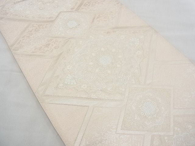 平和屋着物◎六通柄袋帯 唐織 花菱文 銀糸 逸品 BAAE3146jm