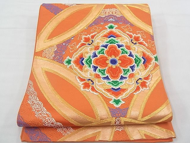 平和屋着物◎六通柄袋帯 唐織 正倉院花文 金糸 逸品 BAAE3152jm