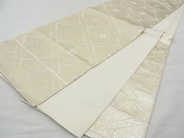平和屋着物◎六通柄 本袋帯 花菱文 本銀箔 逸品 BAAE3155jm