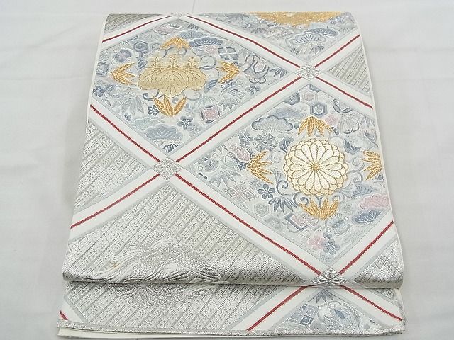 平和屋着物◎六通柄袋帯 唐織 鳳凰花菱紋 宝尽くし 金糸 逸品 BAAE3158jm
