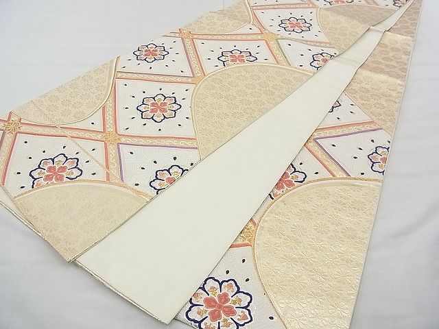 平和屋着物◎六通柄袋帯 唐織 花菱文 金銀糸 逸品 BAAE3166jm