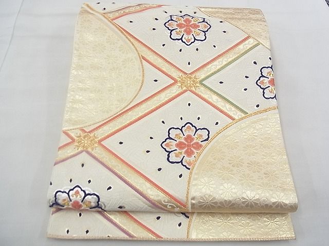 平和屋着物◎六通柄袋帯 唐織 花菱文 金銀糸 逸品 BAAE3166jm