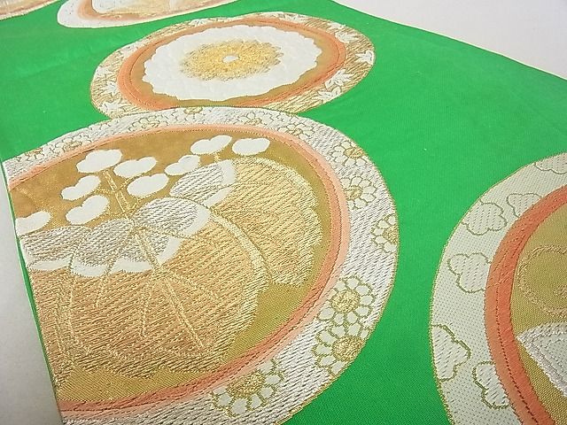平和屋着物◎六通柄袋帯 花絵皿 金銀糸 逸品 DAAD4181we