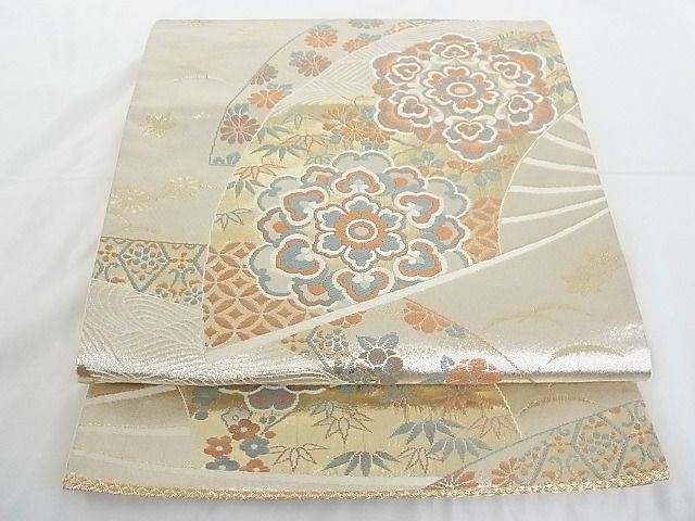 408my34◆紀州東照宮の染織 縷金 復元織 袋帯 花兎 七宝◆美品 408my34◇紀州東照宮の染織 縷金 復元織 袋帯 花兎 七宝◇美品