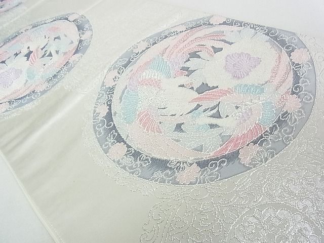 平和屋着物◎六通柄袋帯 鳳凰花文 銀糸 逸品 DAAD4227we