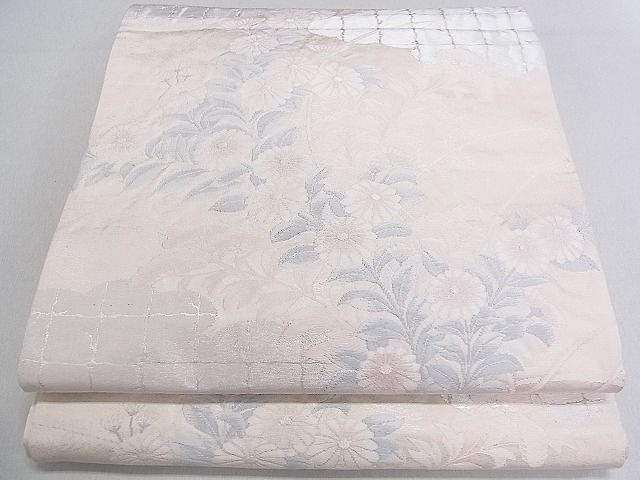 平和屋着物◎六通太鼓柄袋帯 霞草花文 銀糸 逸品 DAAD5273rt