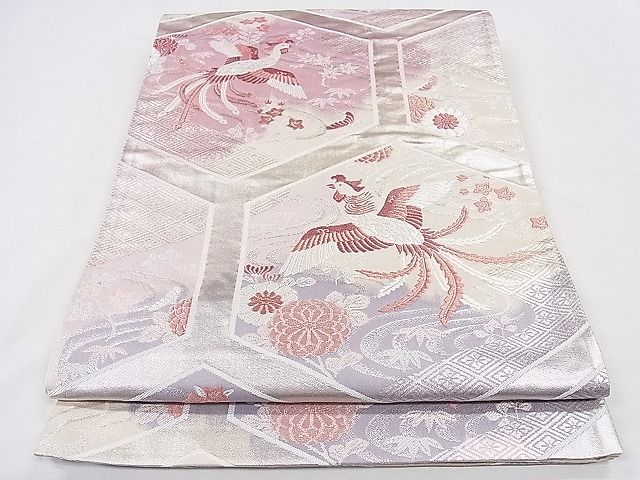 平和屋着物◎六通柄袋帯 亀甲取瑞鳥 銀糸 逸品 CAAD8800ou