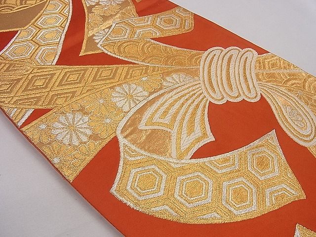 平和屋着物◎六通柄袋帯 唐織 束ね熨斗吉祥花文 金銀糸 逸品 CAAD8765ou