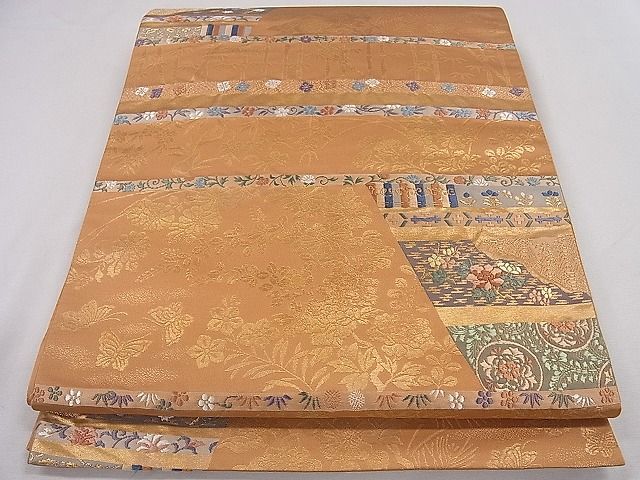 平和屋着物◎六通柄袋帯 唐織 草花吉祥文 金糸 逸品 CAAD8792ou