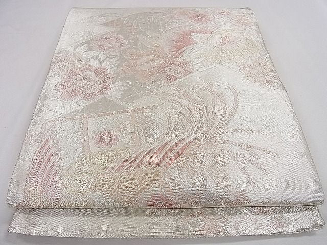平和屋着物◎900佐賀錦 六通柄袋帯 鴛鴦花文 金銀糸 逸品 CAAD8794ou
