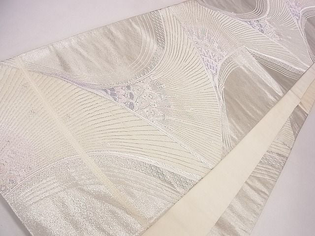 平和屋着物◎六通柄袋帯 唐織 孔雀花文 プラチナ参重織 逸品 CAAD1273eg