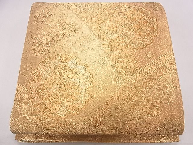 平和屋着物◎六通柄袋帯 雪輪吉祥花文 金糸 逸品 CAAD1280eg