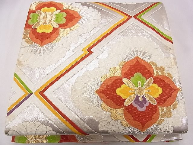 平和屋着物◎六通柄袋帯 唐織 松皮菱花文 金銀糸 逸品 CAAD1283eg