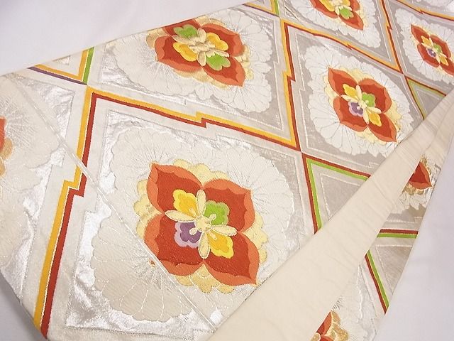 平和屋着物◎六通柄袋帯 唐織 松皮菱花文 金銀糸 逸品 CAAD1283eg