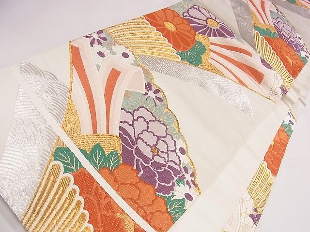 平和屋着物◎六通柄袋帯 唐織 束ね熨斗花文 金銀糸 逸品 CAAD1351eg