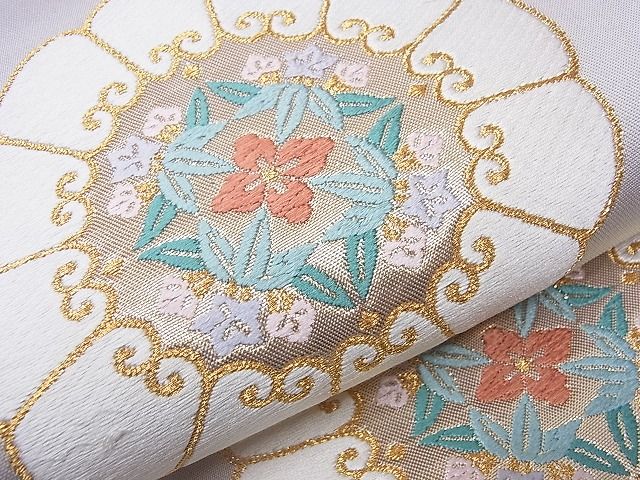 平和屋着物■六通柄袋帯 唐織 草花文 金糸 逸品 CAAD7659hy